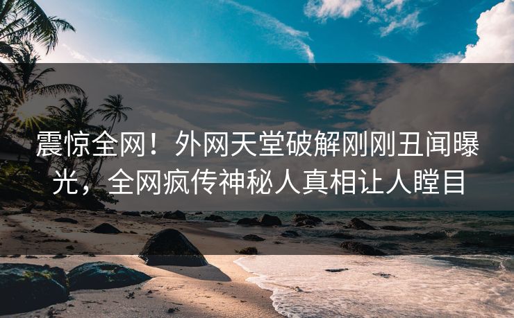 震惊全网！外网天堂破解刚刚丑闻曝光，全网疯传神秘人真相让人瞠目