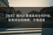【独家】圈内人遭遇真相全网炸裂，鉴黄师全网沸腾，详情速看