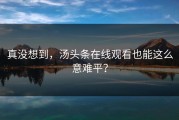 真没想到，汤头条在线观看也能这么意难平？