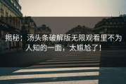 揭秘：汤头条破解版无限观看里不为人知的一面，太尴尬了！