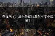 教程来了：汤头条官网怎么用才不出圈？