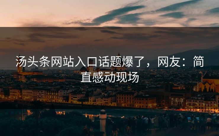汤头条网站入口话题爆了，网友：简直感动现场