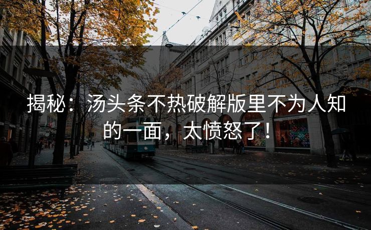 揭秘：汤头条不热破解版里不为人知的一面，太愤怒了！