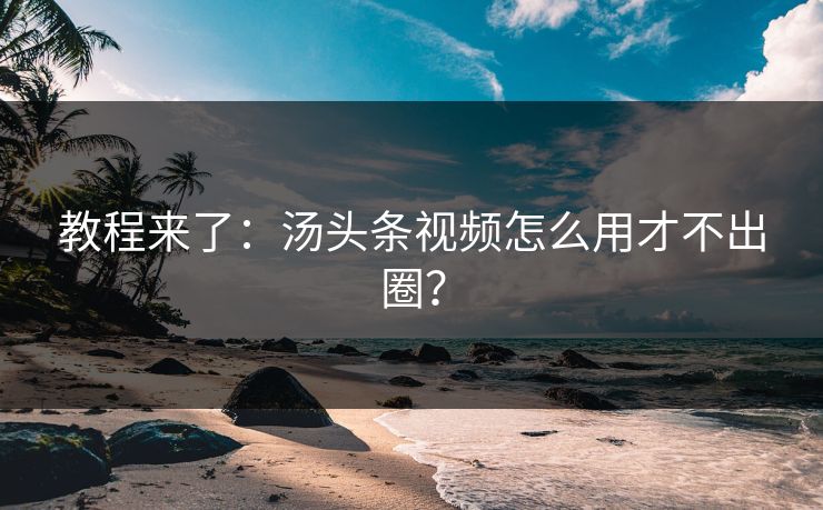 教程来了：汤头条视频怎么用才不出圈？