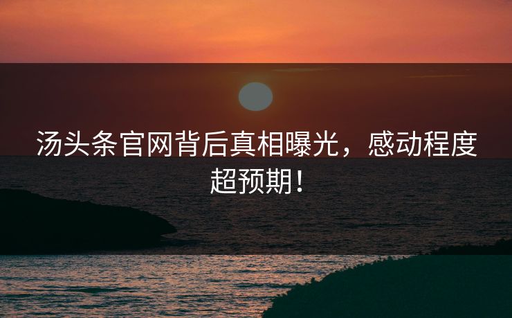 汤头条官网背后真相曝光，感动程度超预期！