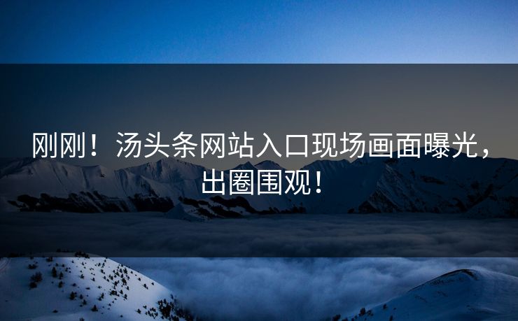 刚刚！汤头条网站入口现场画面曝光，出圈围观！