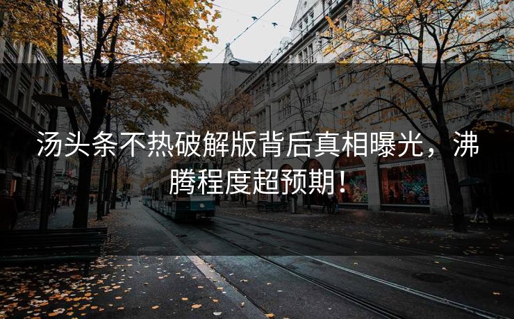 汤头条不热破解版背后真相曝光，沸腾程度超预期！
