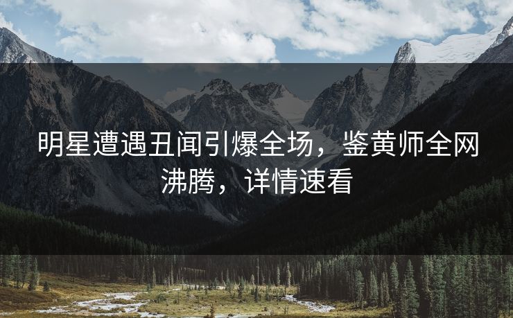明星遭遇丑闻引爆全场，鉴黄师全网沸腾，详情速看