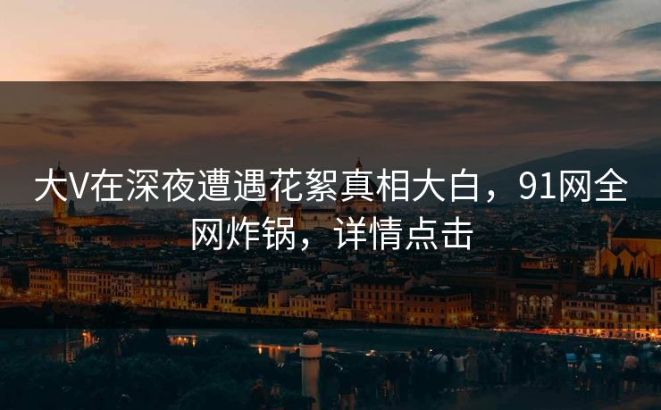 大V在深夜遭遇花絮真相大白，91网全网炸锅，详情点击
