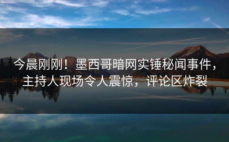 今晨刚刚！墨西哥暗网实锤秘闻事件，主持人现场令人震惊，评论区炸裂