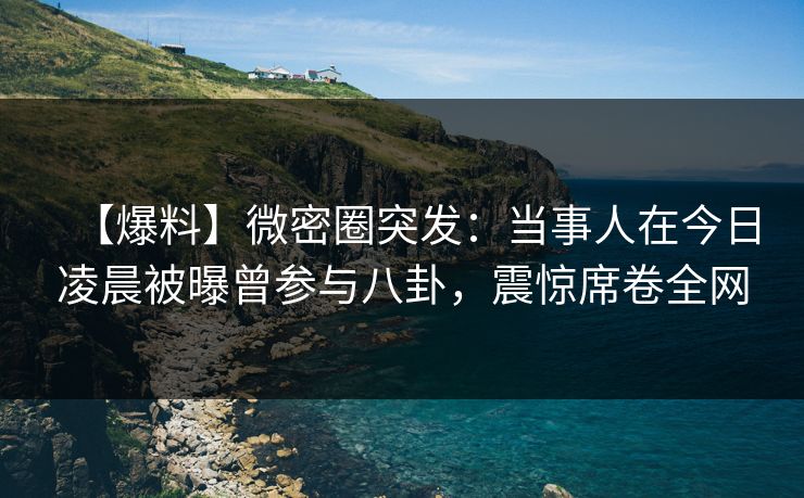 【爆料】微密圈突发：当事人在今日凌晨被曝曾参与八卦，震惊席卷全网
