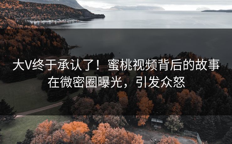 大V终于承认了！蜜桃视频背后的故事在微密圈曝光，引发众怒