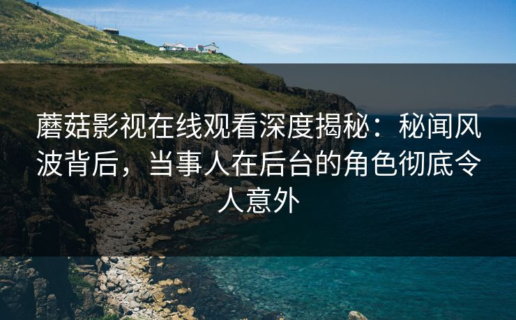 蘑菇影视在线观看深度揭秘：秘闻风波背后，当事人在后台的角色彻底令人意外